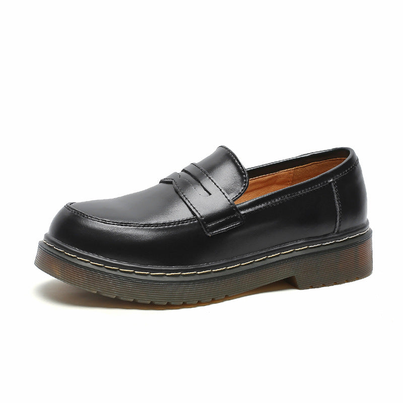 College Style Uniform British Female Slip-on Leather Shoes