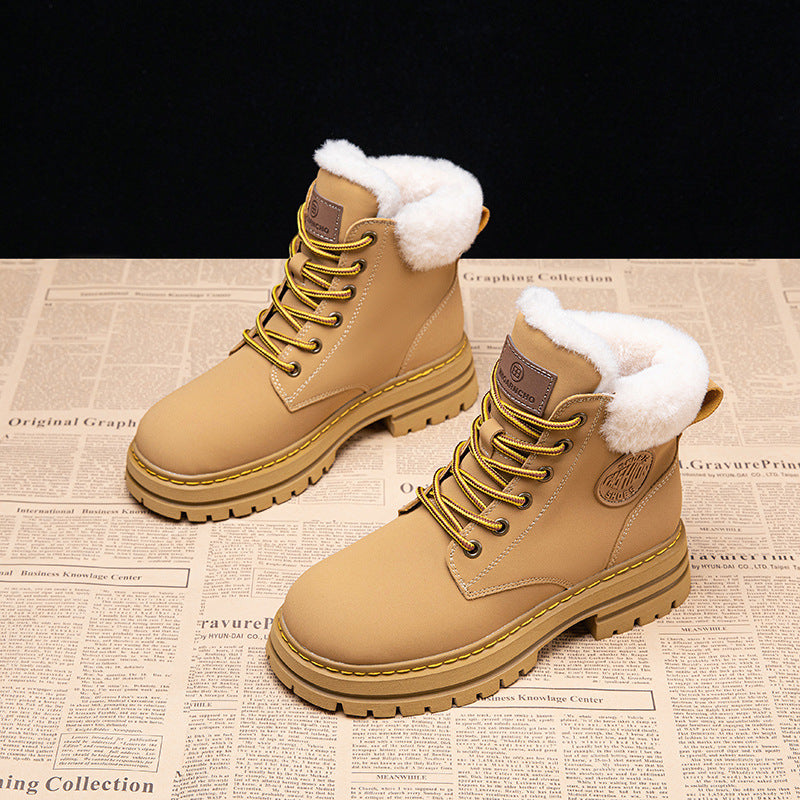 Women's Martin Cotton Fleece-lined Worker Warm Booties Snow Boots
