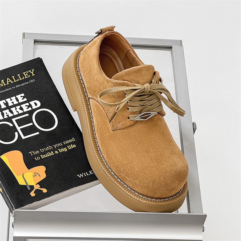 Women's & Men's Derby Fleece-lined Thick Bottom Low Top Leather Shoes