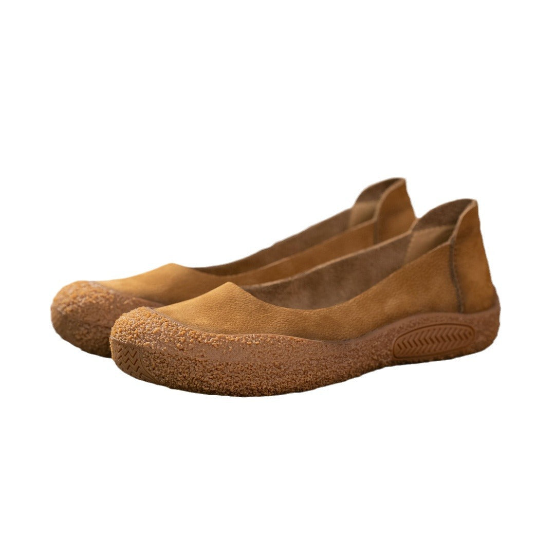 Women's Layer Cowhide Retro Closed Toe Comfortable Casual Shoes