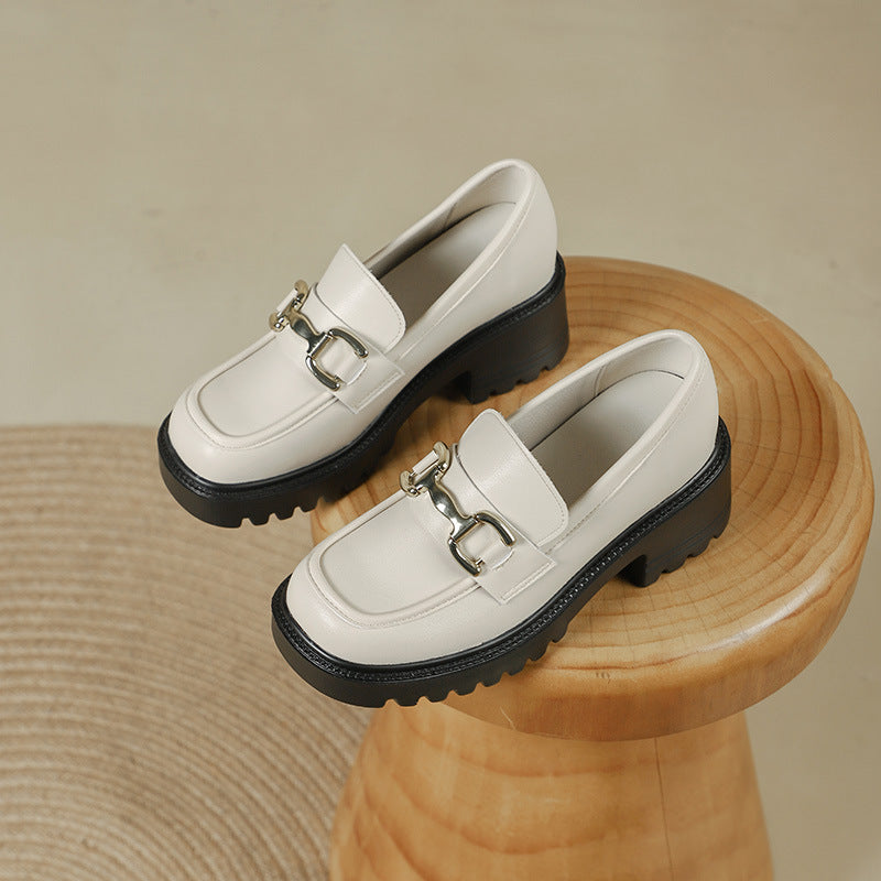 Metal Buckle British Style Slip-on Size Loafers