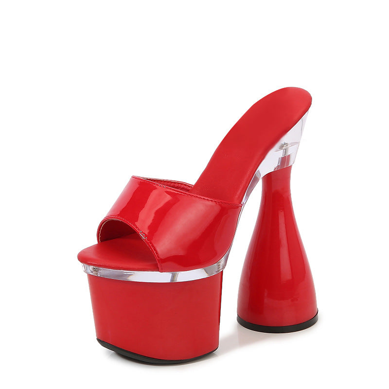 Women's Nightclub Chunky Car Model Transparent Catwalk Heels