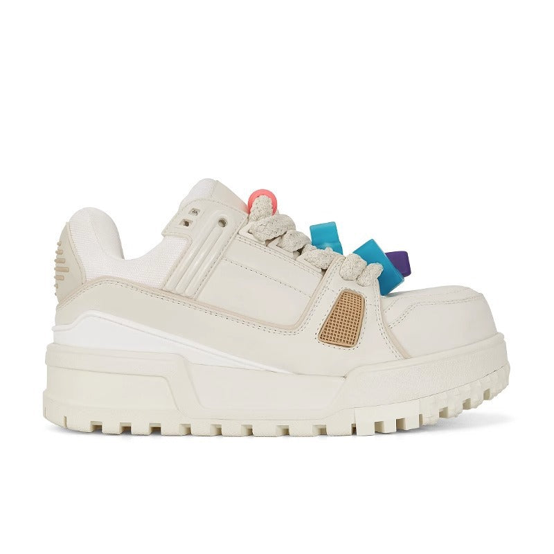 Women's Ding Genuine Made Korean Bread White Thick Bottom Sneakers