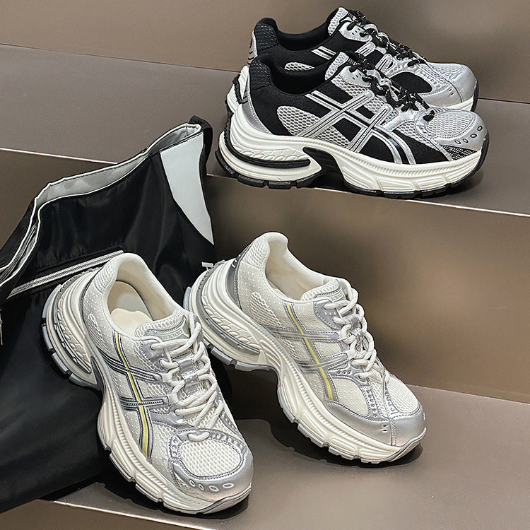 Women's Genuine Platform Dad Spring Mesh Breathable Feet Sneakers