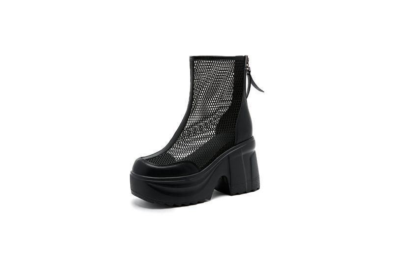 Women's Cool Breathable Martin Mesh Hollow Height Increasing Heels