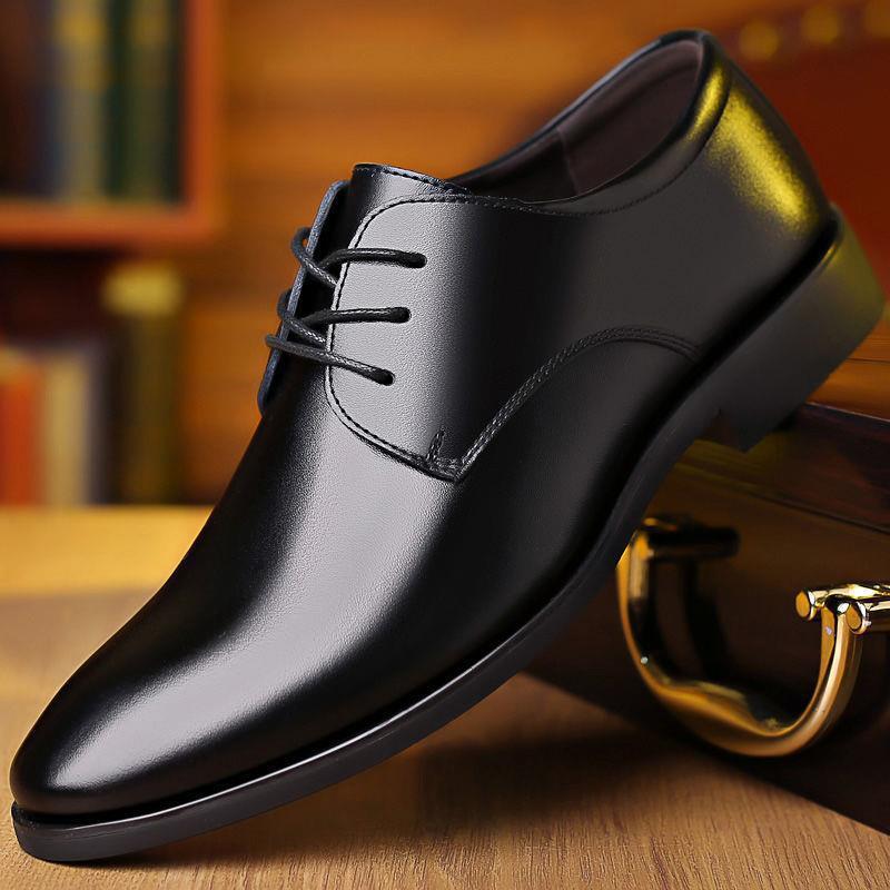 Men's Formal Wear Business British Style Korean Green Soft Leather Shoes