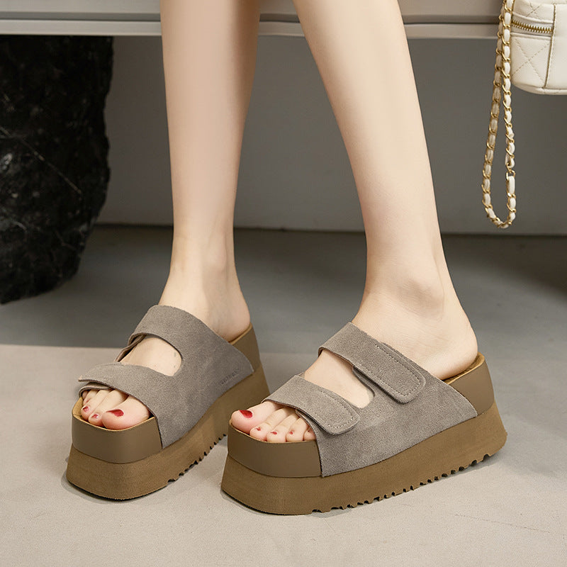 Women's Wen Platform Thick Breast Toast Retro Slippers