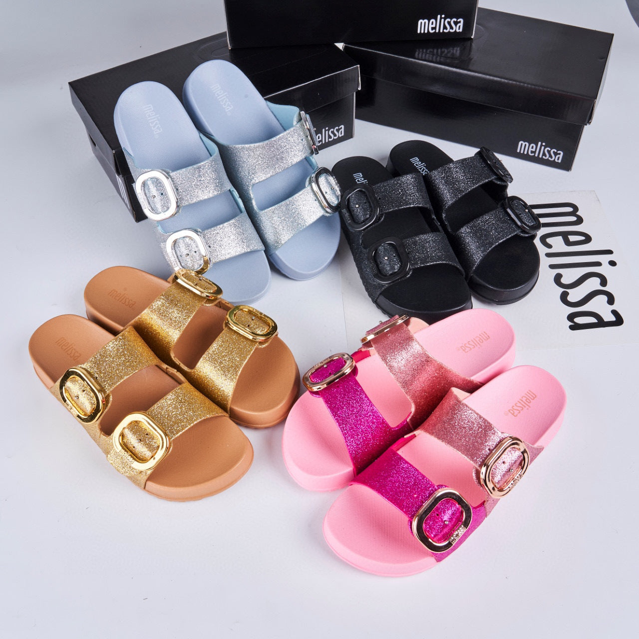 Women's Mei Sha Gel Oval Buckle Shiny Slippers