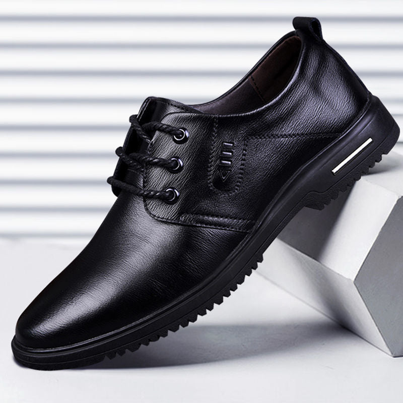 Men's Soft Cowhide Breathable Bottom Green Business Leather Shoes