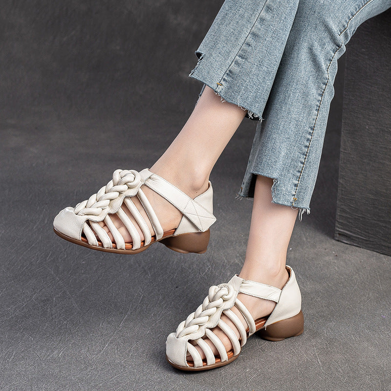 Women's Velcro Hand-woven Thick Bottom Breathable Candy Color Sandals