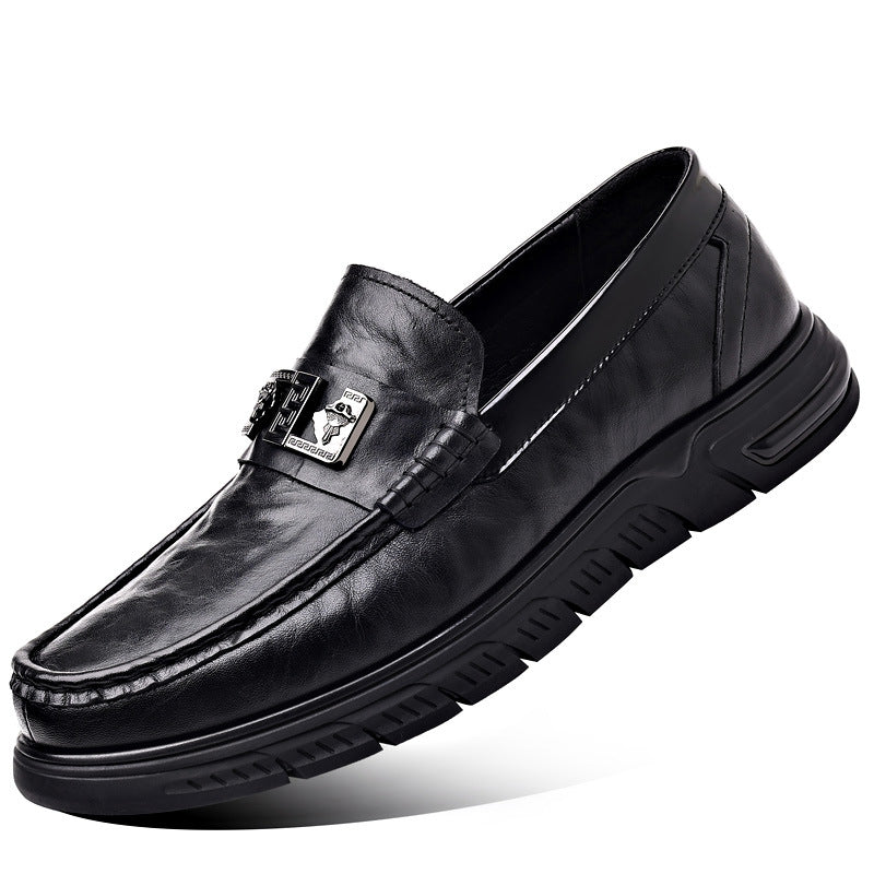 Men's First Layer Cowhide Genuine Breathable Pumps One Leather Shoes