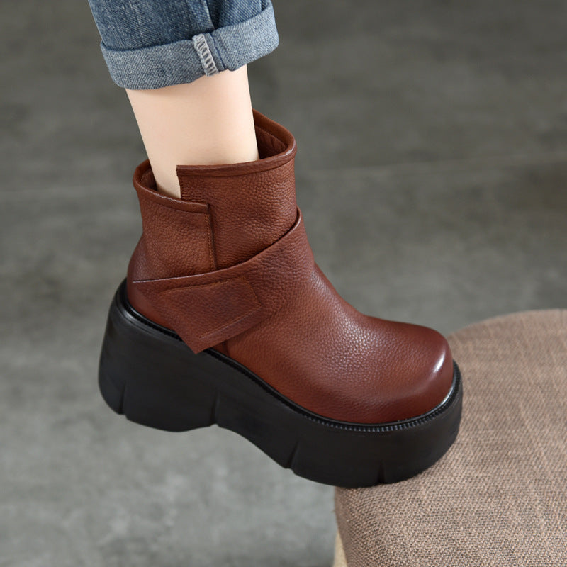 Women's Small Platform Retro Short First Layer Boots