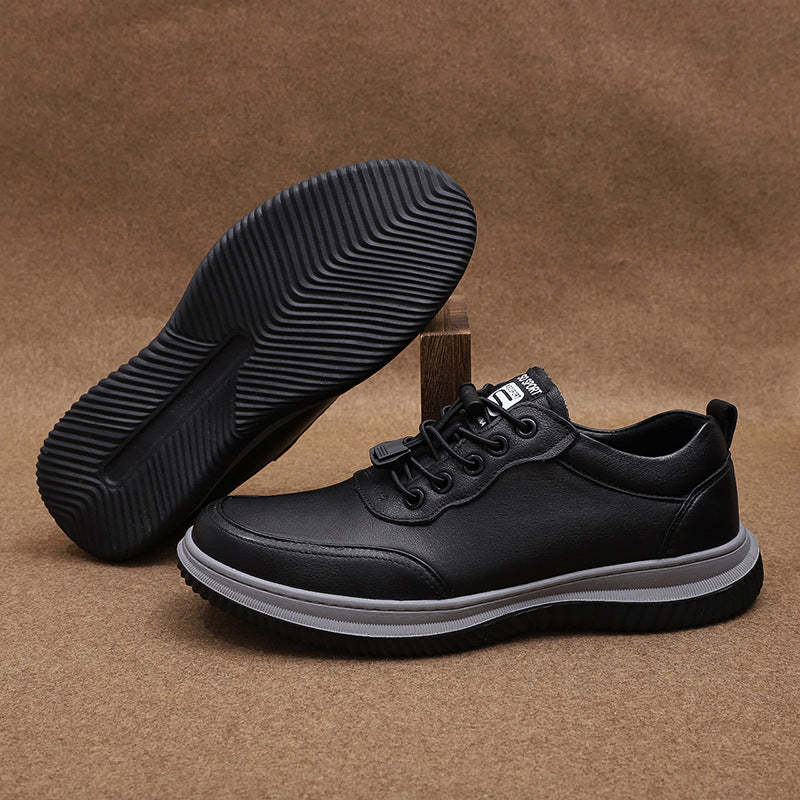 Men's Summer Breathable Black Business Fashion Sports Leather Shoes