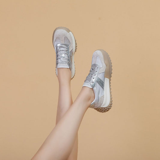 Women's Clunky Autumn Sports Leisure Satin Surface Sneakers