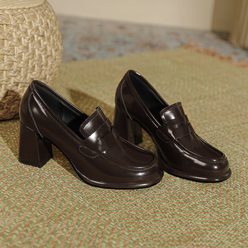 Women's Retro Black Thin Spring Platform High British Women's Fashion Shoes