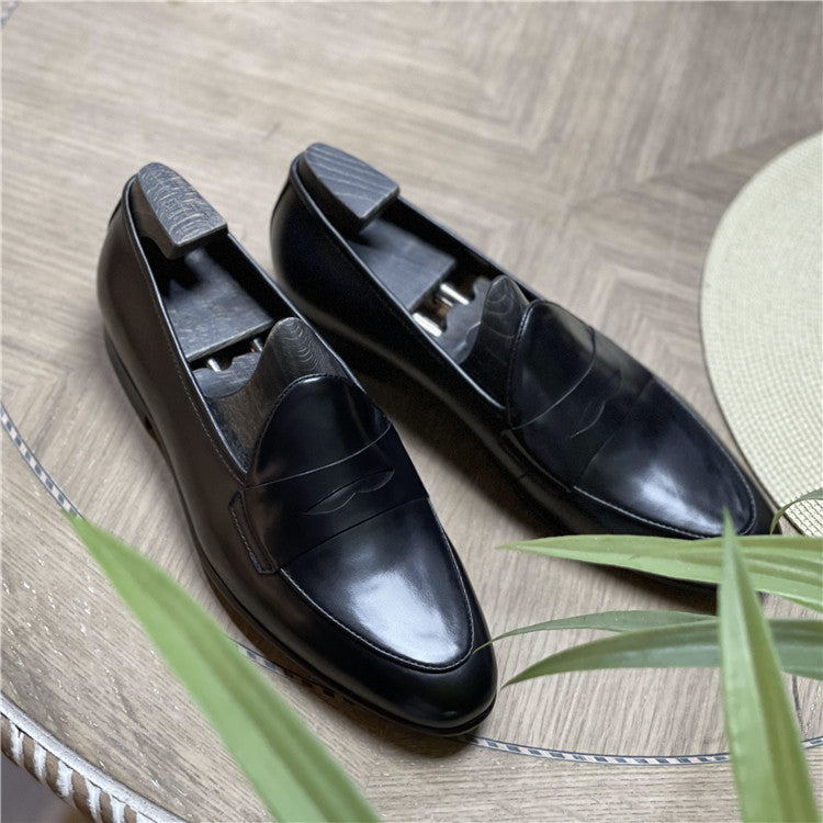 Men's Belgium Slip-on Green Fashion Business Leather Shoes