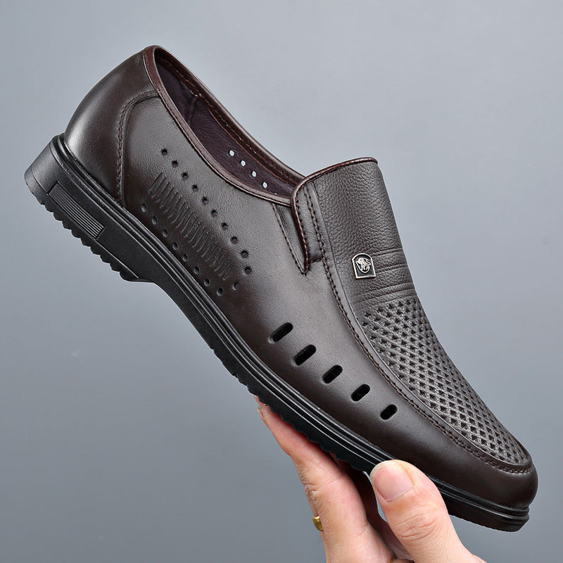 Men's Plus Size Dad Hole Genuine Summer Sandals
