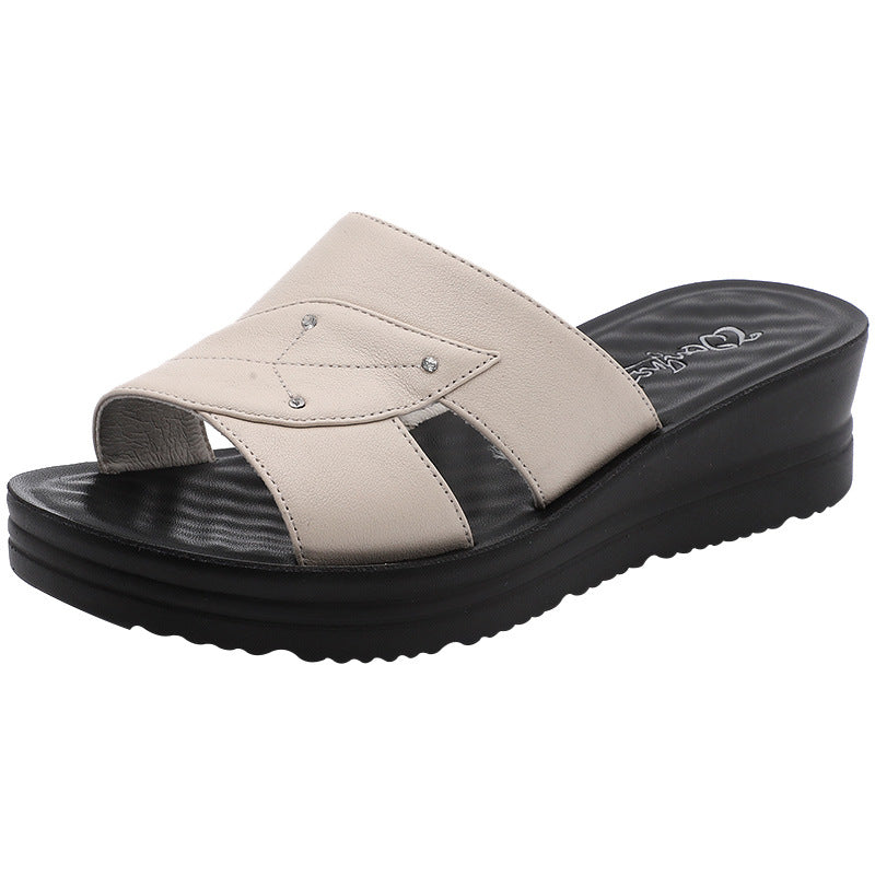Women's Wedge Platform Authentic Mom Soft Bottom Slippers