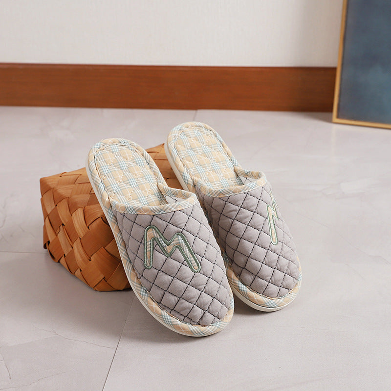 Cotton Fabrics Platform Plus Mute Couple Indoor Home Floor House Slippers