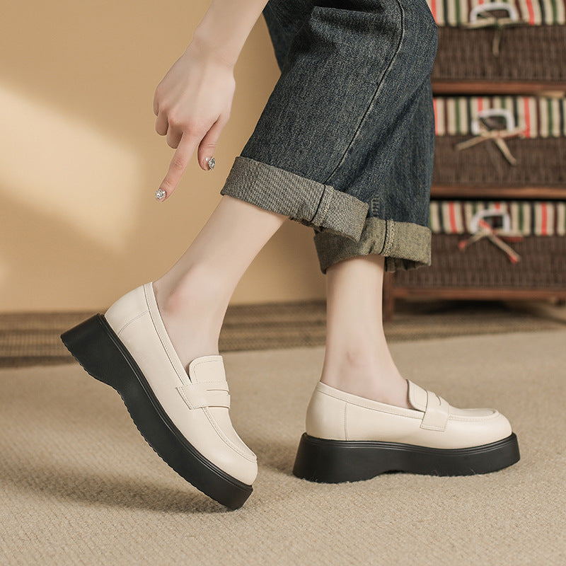 Women's Bottom British Style College Shallow Mouth Simple Loafers