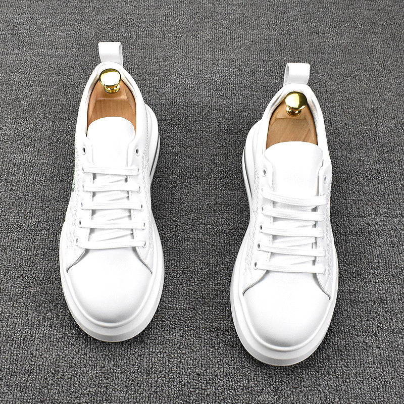 Men's Height Increasing Board Korean Style Breathable Platform Low Top Casual Shoes