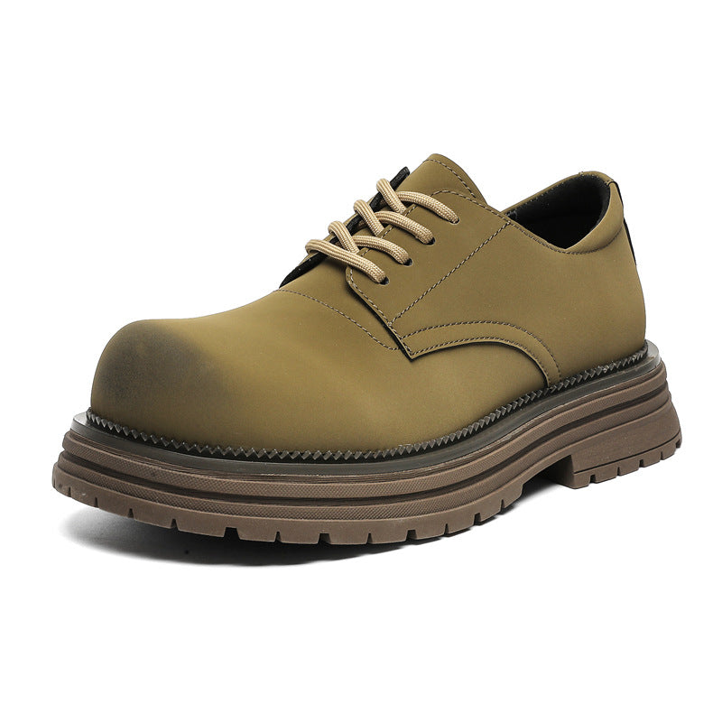 Men's Big Head Thick Bottom Increased Derby Leather Shoes