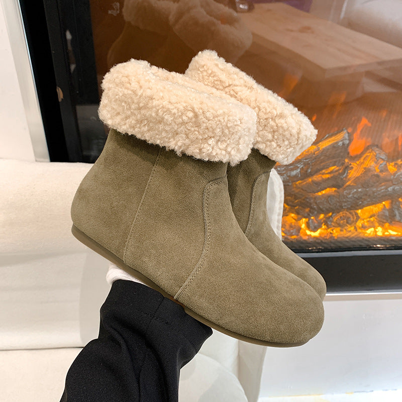 Women's Height Increasing Insole Fleece-lined Short Retro Snow Boots