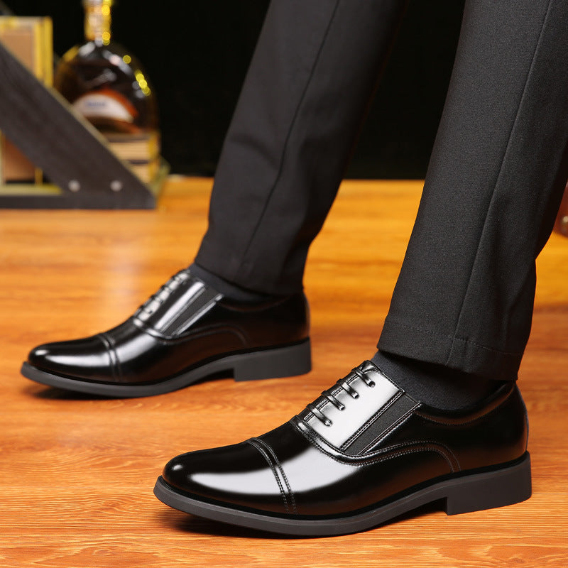 Men's Three Section Green Wedding Formal Wear Security Professional Business Leather Shoes