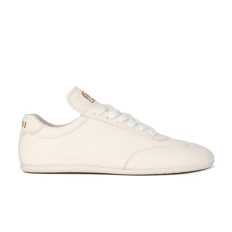 Women's Super Version Soft Calfskin Flat Sports White German Women's Casual Shoes