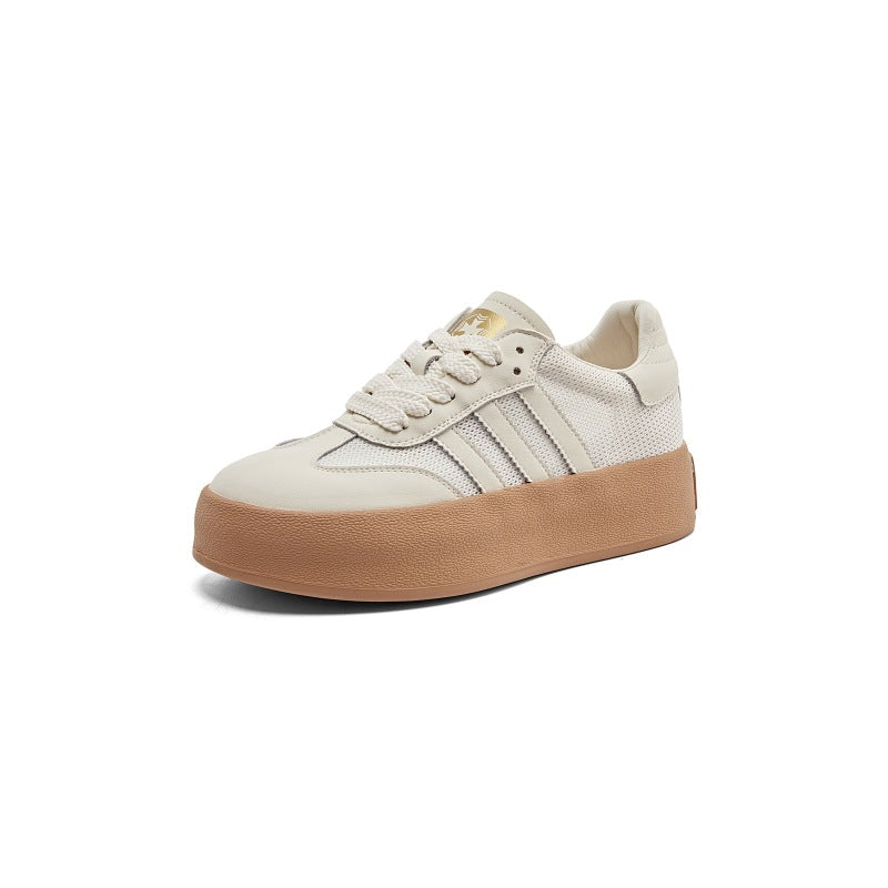 Women's Breathable White Genuine Summer Retro Thick-soled Sneakers