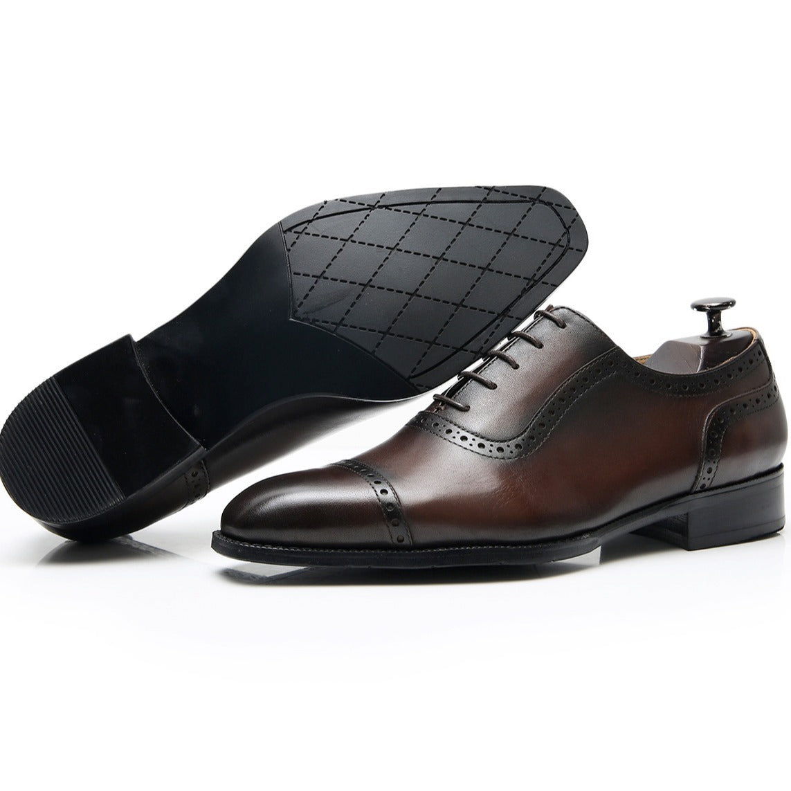 Men's British Genuine Cowhide Polished Brogue Summer Leather Shoes