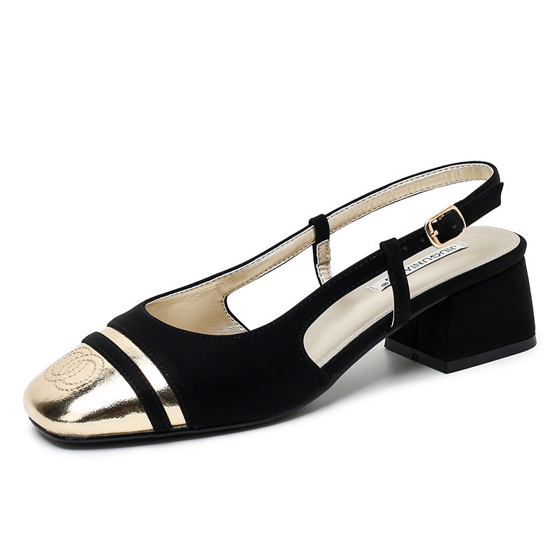Women's Back Empty Chunky For Commuter Dinner Heels