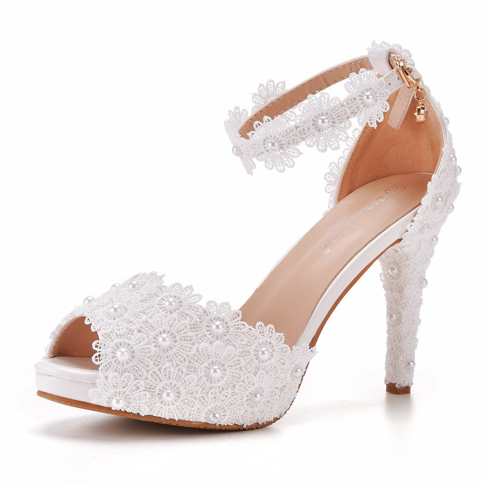 Plus Size High-heeled Platform Stiletto Lace Women's Shoes