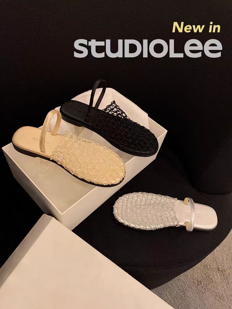 Women's Roman Flat Toe Box Half Hollow Sandals
