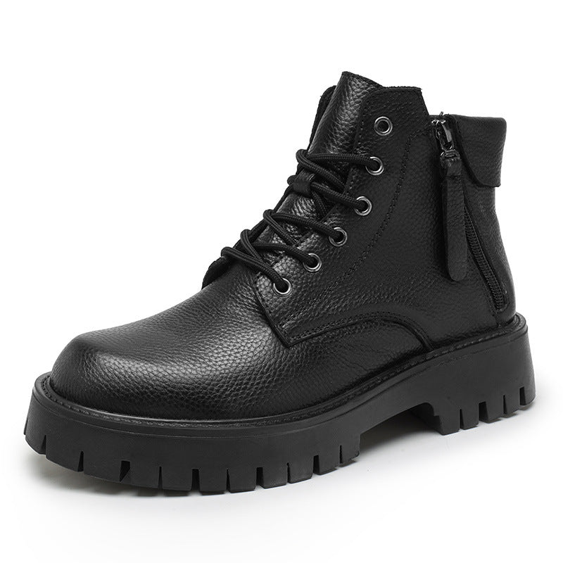 Men's Made Side Zipper High-cut Platform Height Boots