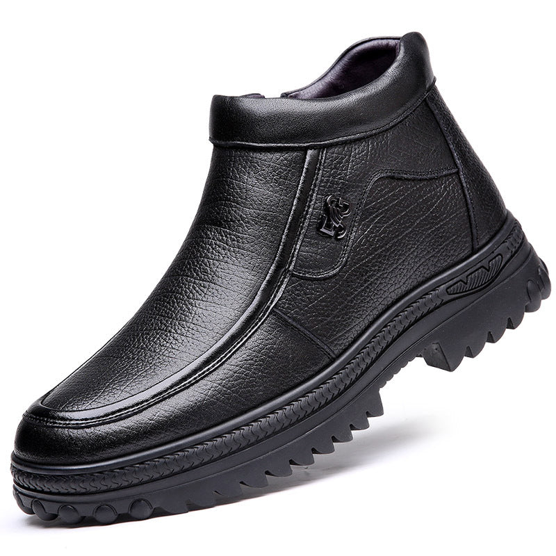 Men's Cowhide Winter Wool Cotton Fleece-lined Warm Genuine Northeast Men's Shoes