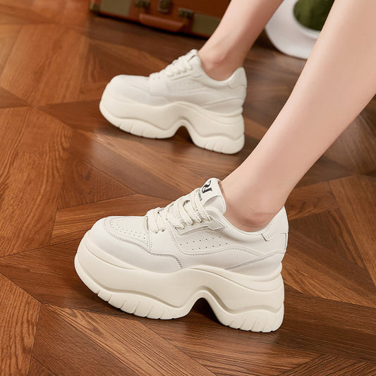 Women's White Autumn Soft Bottom Sports Leisure Height Casual Shoes
