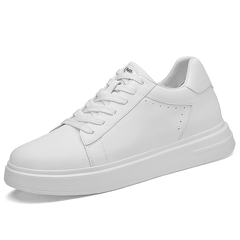 Men's Trendy Platform Height Increasing Insole White Sneakers