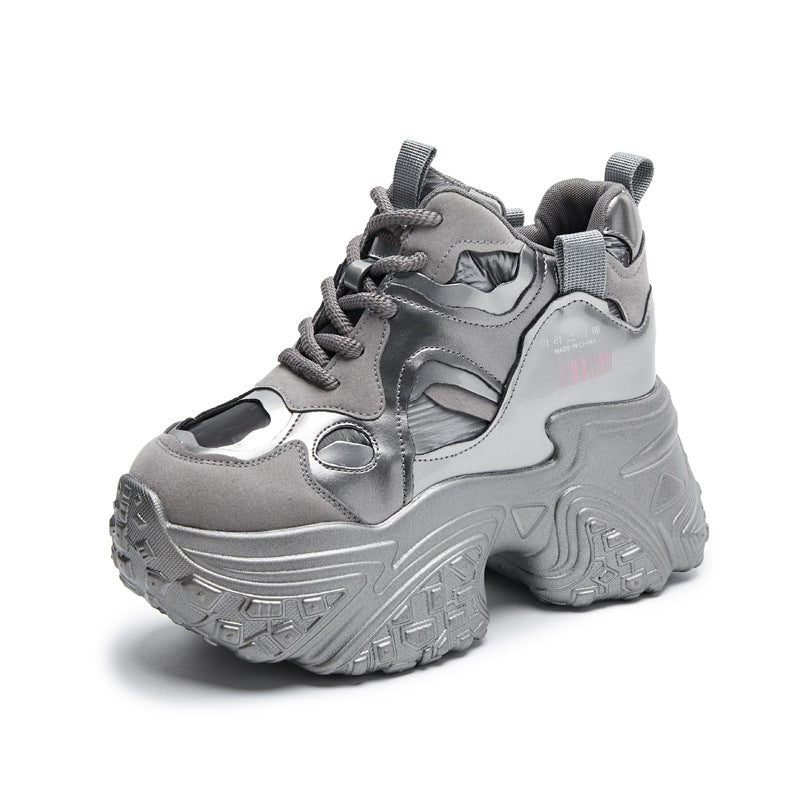 Women's Red Platform Height Increasing Insole Dad Casual Shoes