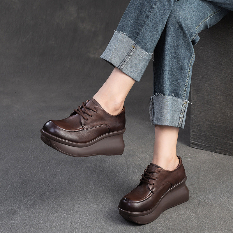 Women's & Men's Shu Wedge Retro Style Simple Top Loafers