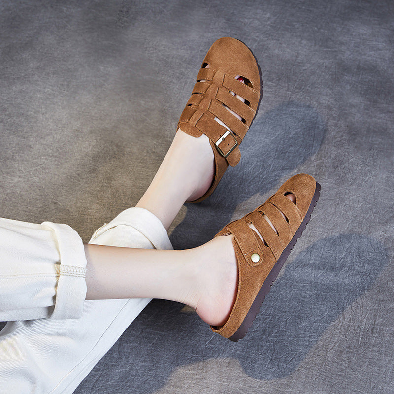 Women's Retro Roman Half Summer Toe Box Soft Bottom Sandals