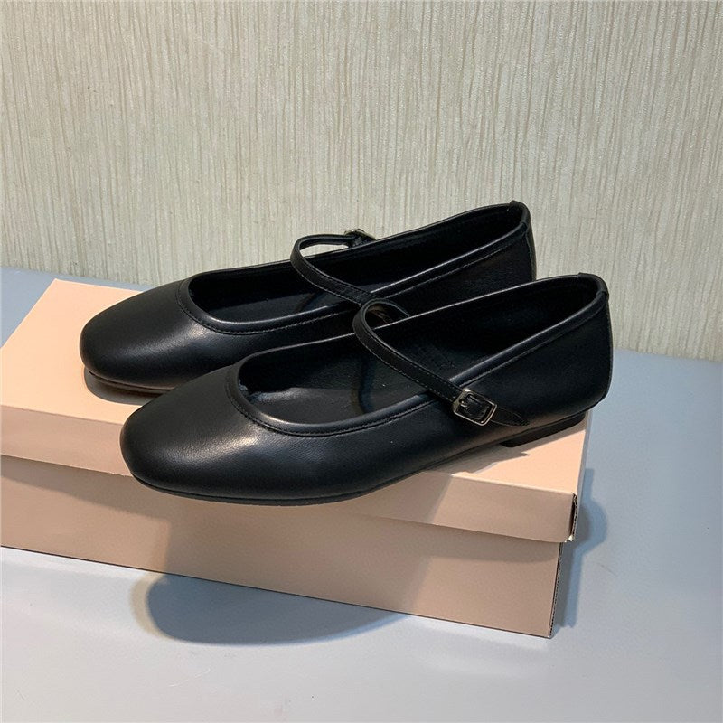 Women's Mary Jane Ballerina Flats Buckle Shallow Mouth Women's Shoes