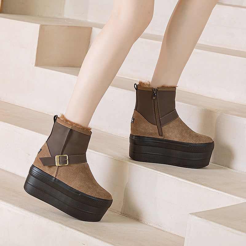 Women's Platform Daily Winter Versatile Fashion Rabbit Fur Boots