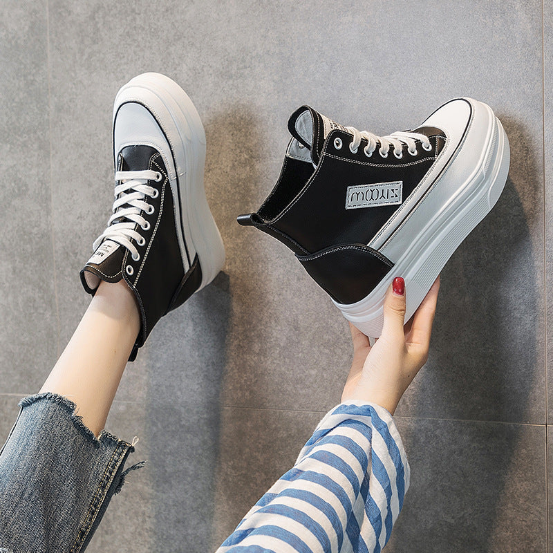 Women's Spring Height Increasing Leisure Platform White Women's Sports Shoes