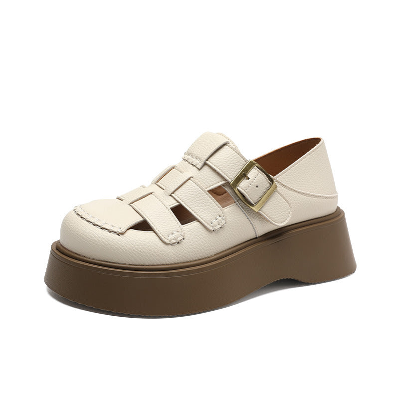 Women's Closed Toe Woven Pitcher Plant Two-way Sandals