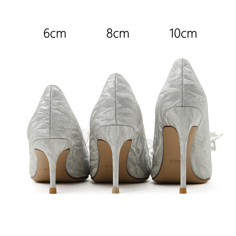 Women's Stiletto Bowknot Korean Style Classy Bridesmaid Women's Shoes