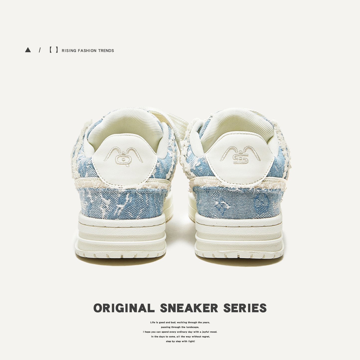 Women's & Men's Destruction Series Comfortable Denim Thick Bottom Sneakers