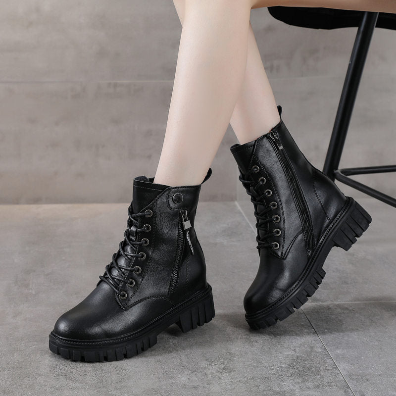 Women's Spring Thick Bottom Booties With British Heels