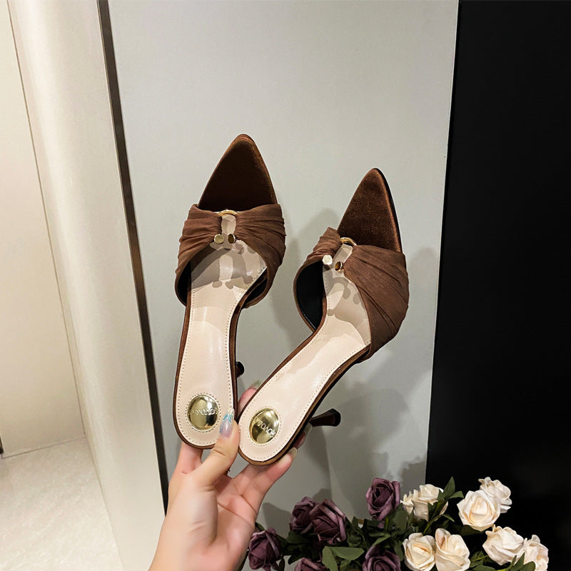 Women's Pointed Toe Outdoor Summer With Skirt Heels