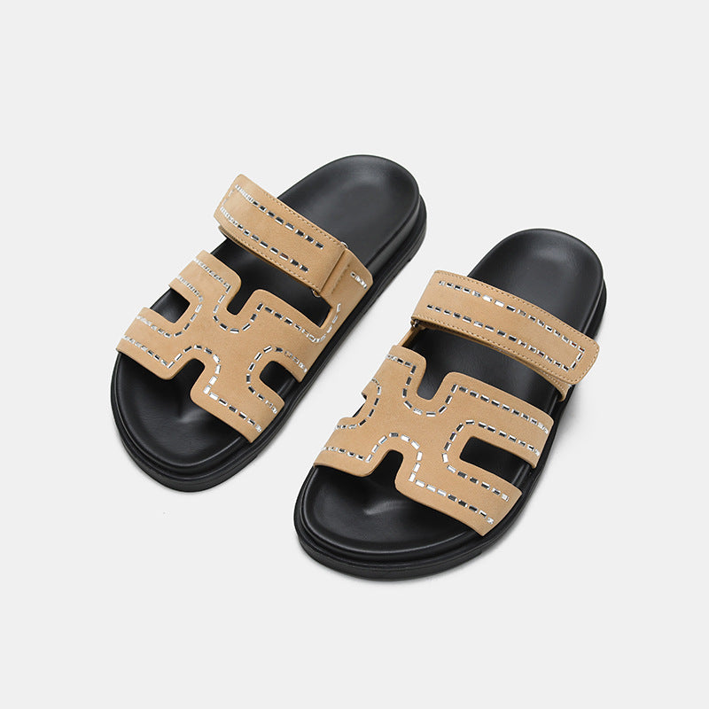 Women's Summer Beach Flip-flops Ugly Cute Velcro Slippers